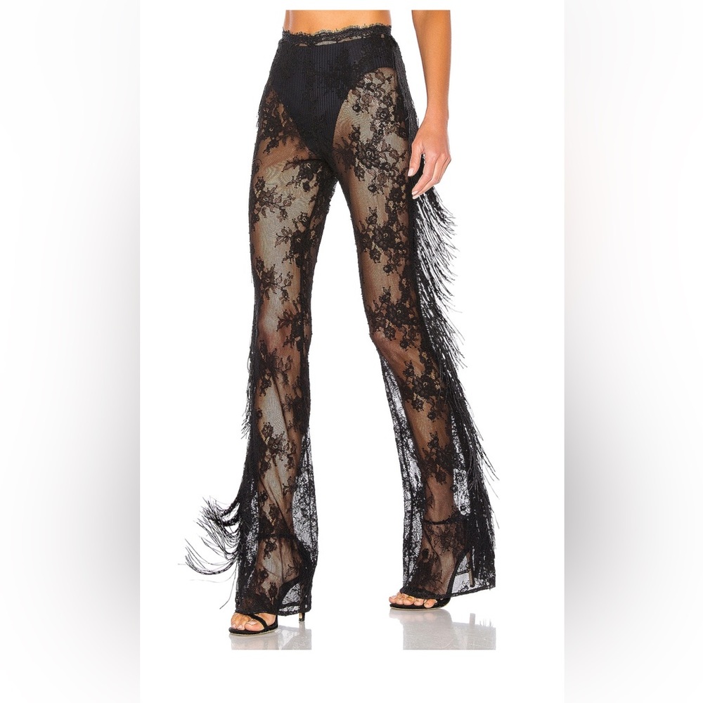 Lacy black high waisted flare pants